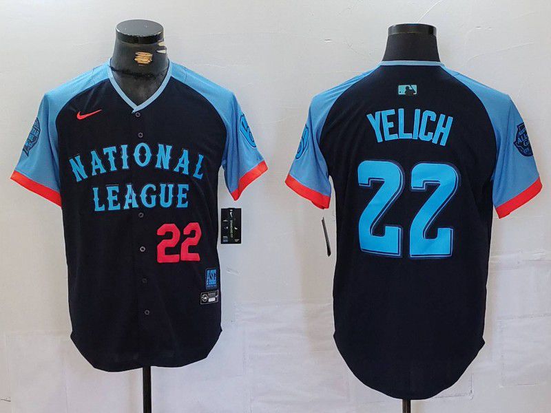 Men Milwaukee Brewers #22 Yelich Blue All star 2024 Nike MLB Jersey style 2->kansas city royals->MLB Jersey